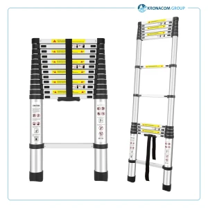 Echelle télescopique de 3,8 m - Escabeau Telescopique en Aluminium - Échelle Extensible Antidérapante - Facile à Transporter - EN131 - Charge maximale : 150 kg